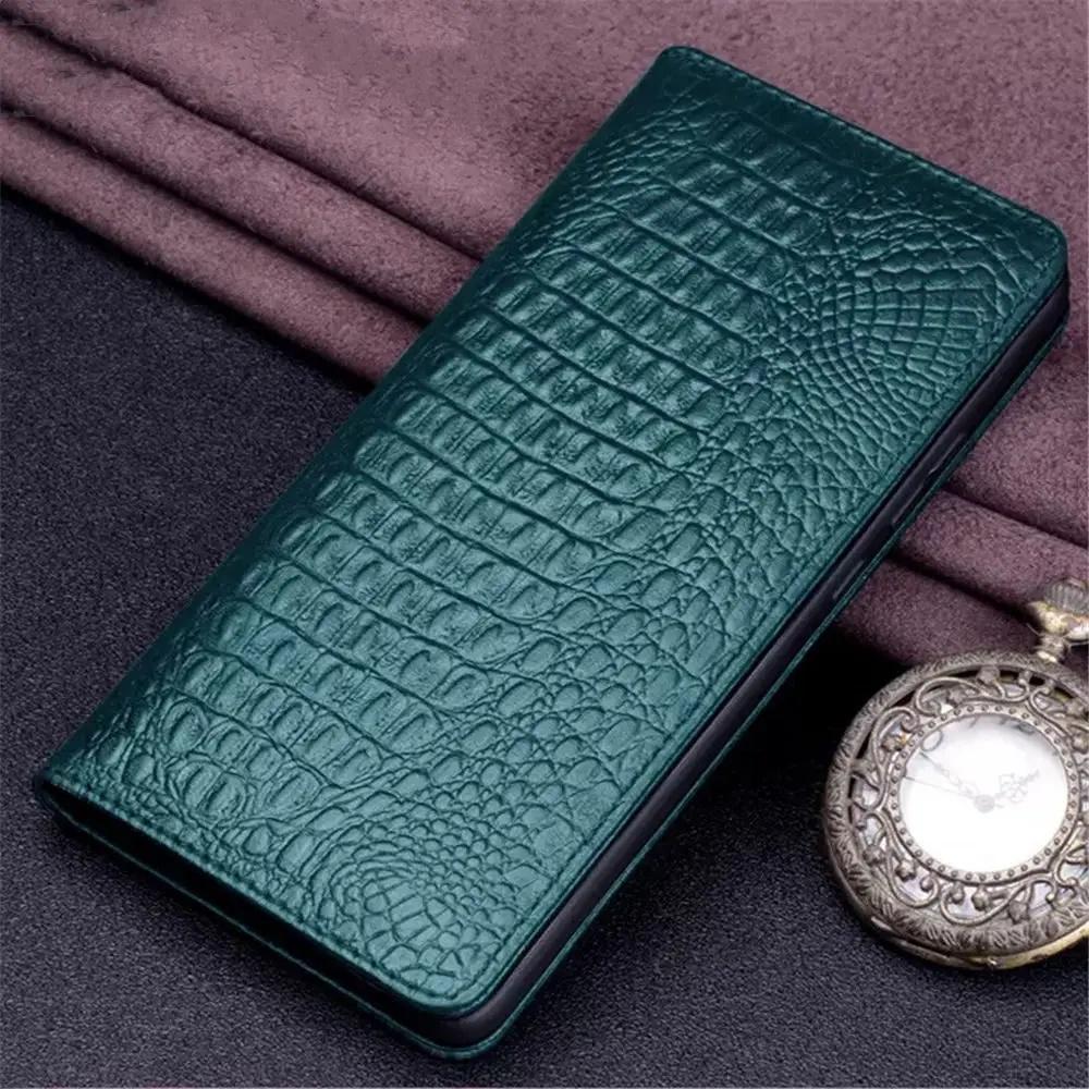 100% Echtes Leder Magnetische Klapphülle für Samsung Galaxy S24 S25 S24+ S25+ Plus Ultra Krokodil Rückseite Vollabdeckung