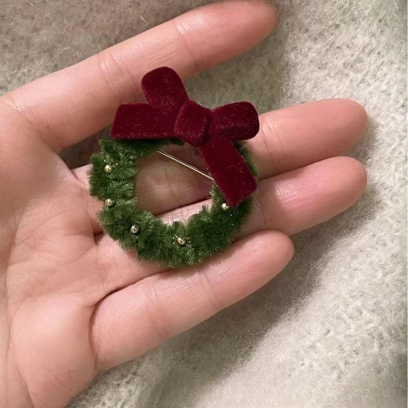 Christmas Limited Edition Atmosphere Bow Brooch Small Fragrance Type Autumn and Winter Item Girl Clothing Accessories Brooch