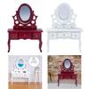1/12 Wooden Dollhouse Miniature Indoor Dressing Table Model for Children Dolls Access Bedroom Bath Room Garden Decor
