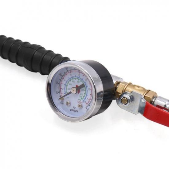 Portable Quick Connector Truck Car Tire Tyre Air Chuck Inflator w Pressure Gauge