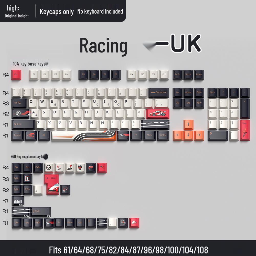 74-Key PBT Dye-Sublimated Keycaps, Original Height, Compatible with 60/61/68-Layout Mechanical Keyboards