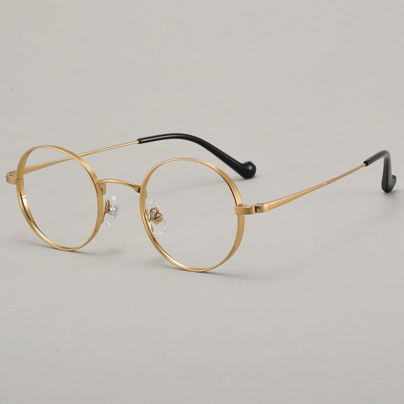 

Junda Сверхлегкая круглая оправа для очков из чистого титана 10527 - Ретро стиль Гонконга