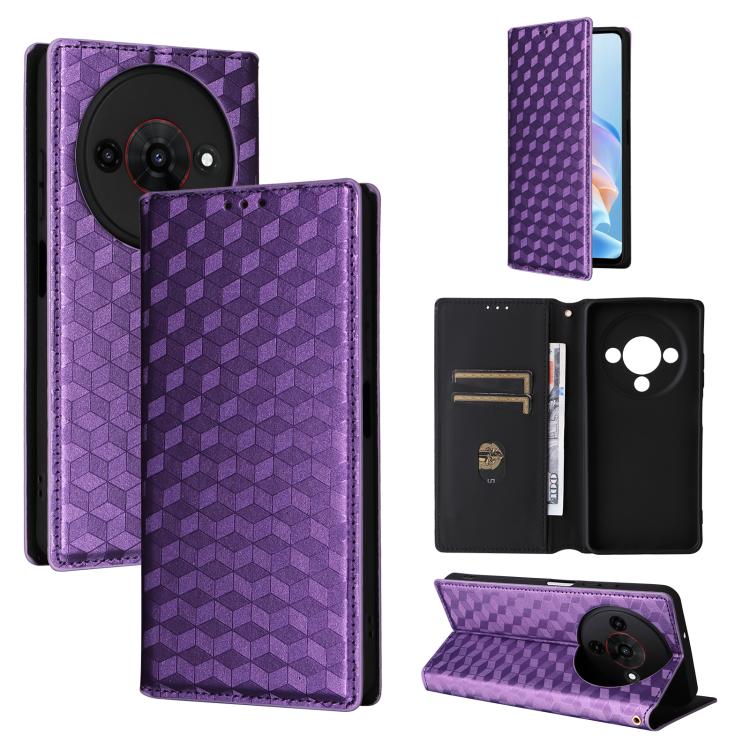 Cubic Grid Texture Flip Leather Phone Case