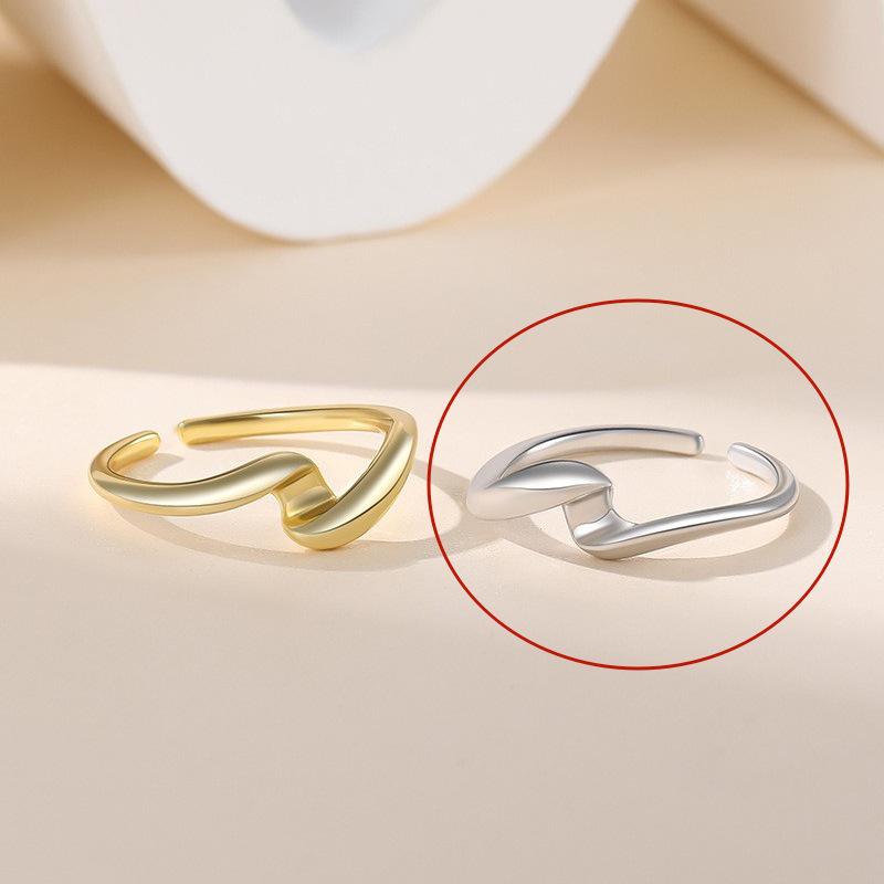 Adjustable Open Wave Ring for Women – Fashionable, Cool Temperament, Stackable Index Finger Ring Adjustable Open