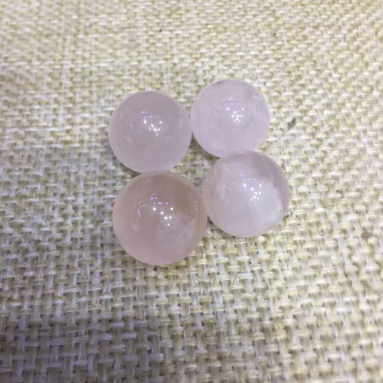 Natural Rose Quartz and White Crystal Polished Ornament: Feng Shui Office Gift Ball