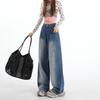 Fashion High Waist Unique Design Slim Straight Loose Floor Sweeping Wide Leg Denim Pants Spring Summer For Women Casual Pants Oversize Denim Trousers