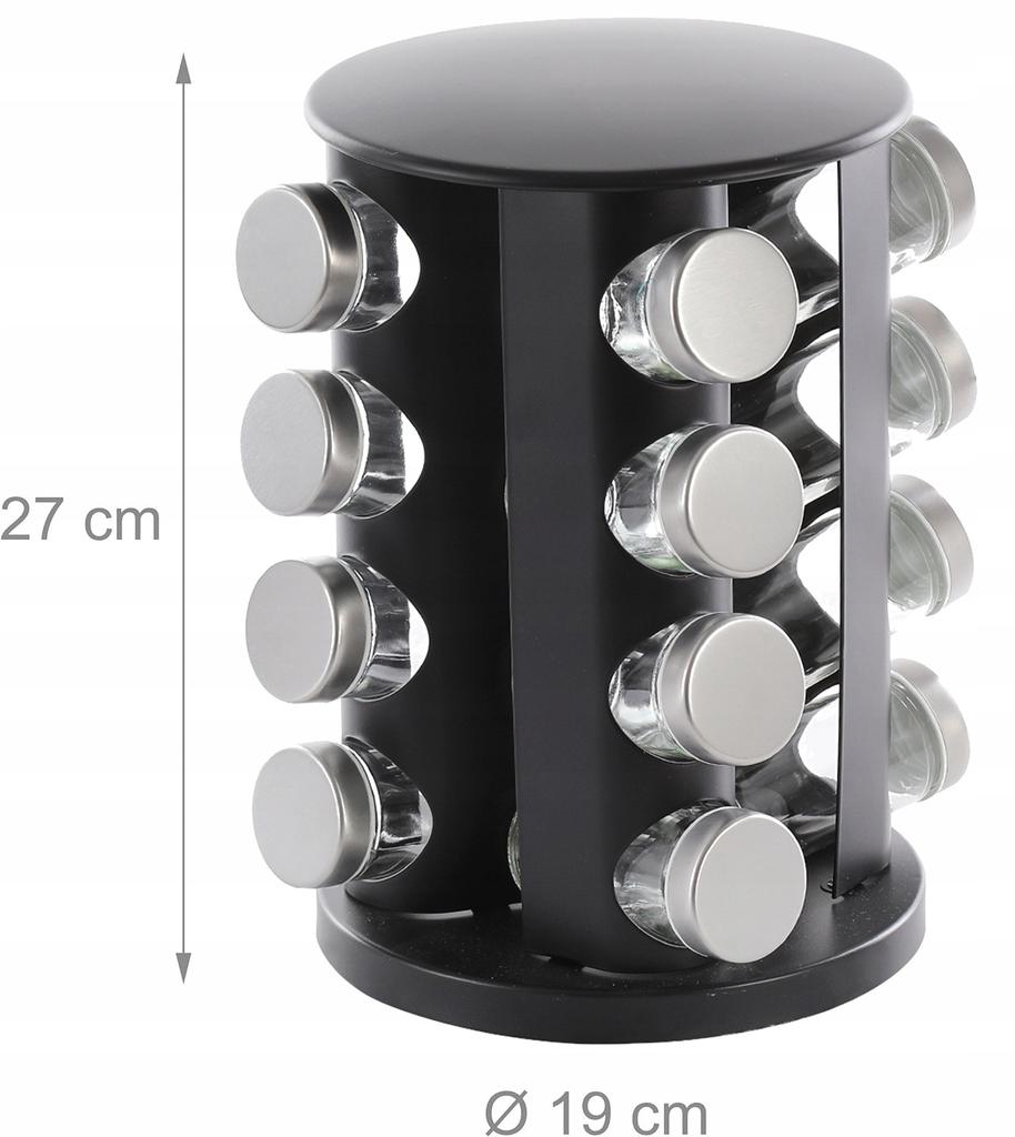 Fém Forgó Fűszertartó 16 db Üveg Rendszerező + Címkék