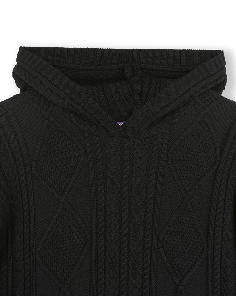 BESLOW Fisherman Cable Knit Hoodie Black