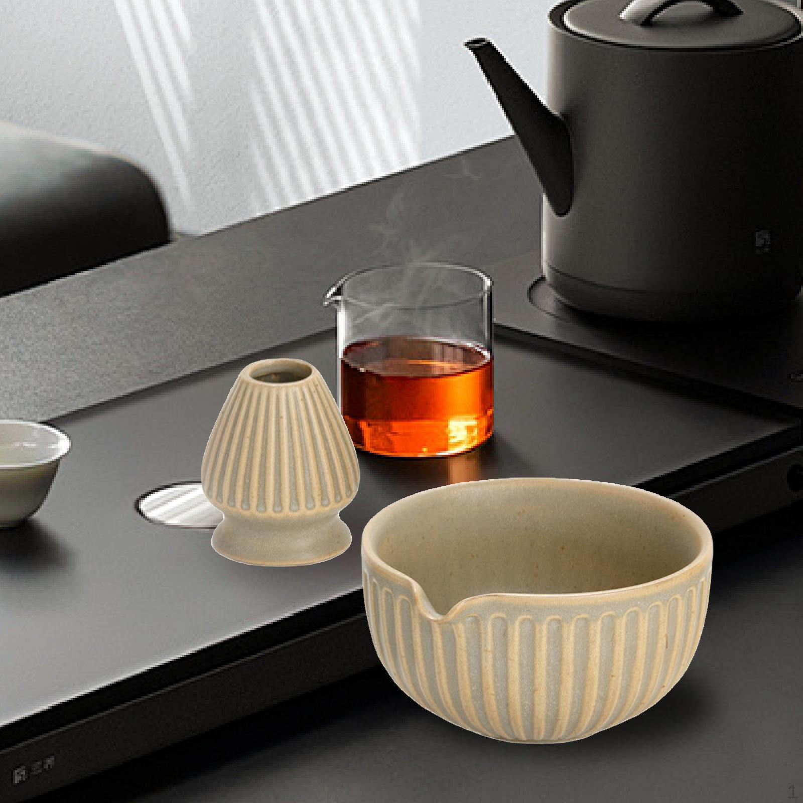 

Matcha Bowl with Spout for Tea Ceremony Portable Preparation Tool and Whisk Holder