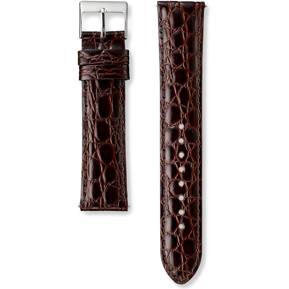 Seiko Watch Men s Genuine Leather Crocodile Pattern Band 19mm Width Dark Brown RS09C19DBN
