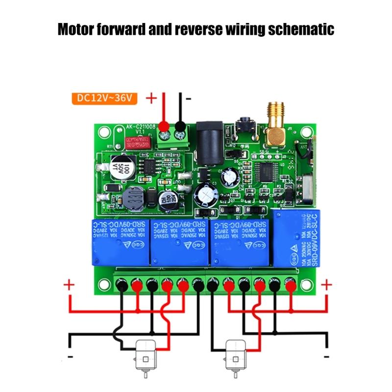 433Mhz Wireless Remote Control Switches 12V-36V/220V 4CH Receiver Module with 4-channel Remote Transmitter Set