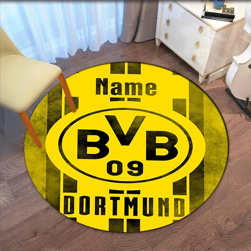 Brugerdefineret Navn Borussia Dortmund Printet Rund Tæppe Stol Tæppe Område Tæppe Entré Dørmåtter, til Kontorstol Stue Soveværelse Køkken Rum.