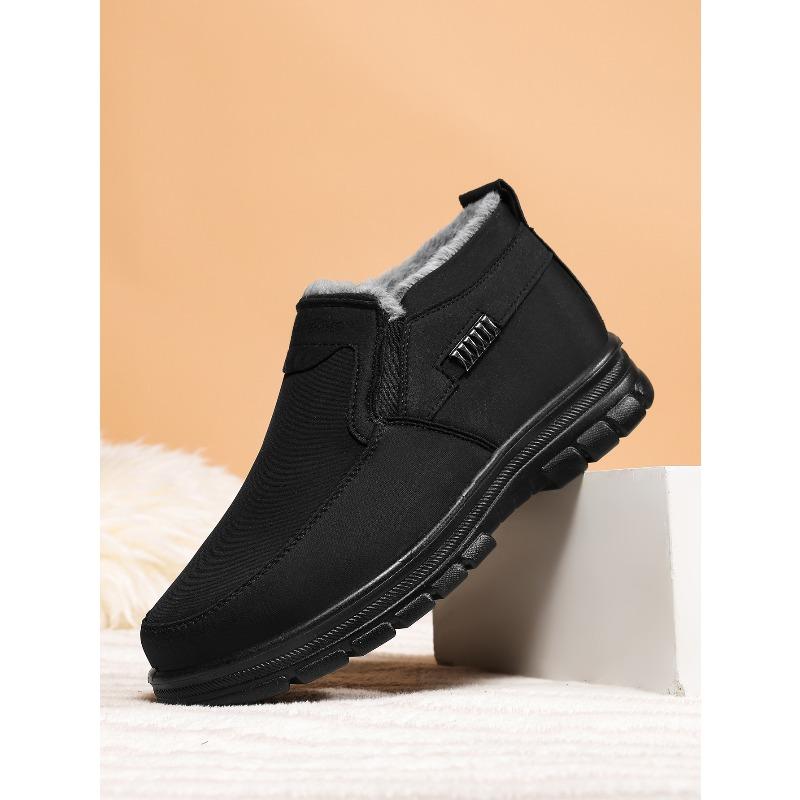 New Winter Cotton Shoes for Men, Thick Warm Soft Sole Cloth Boots, Polyurethane Outsole Winter Boots for Elderly Men