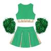 Girl's Cheerleading Uniform Fancy Dress Outfit Cosplay Halloween Costume Crop Top with Skirt and Hand Flowers