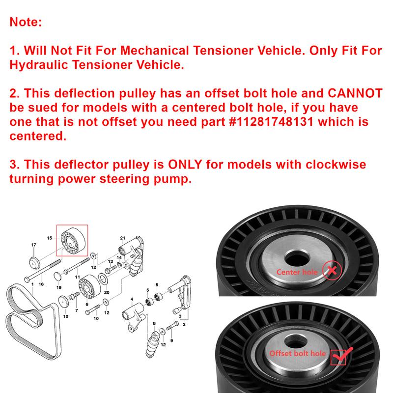 Drive Belt Tensioner Idler Pulley for BMW E46 E39 E36 X5 E53 Z3 Z4 325i 328i 525i 528i 530i, Replace for 11281748130,11287841228