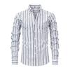 Men's High-Grade 4-Way Stretch Digital Print Striped Long Sleeve Shirt, Turn-down Collar Men Shirt Wholesale