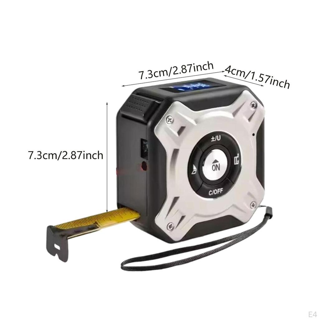 2 in 1 Light Tape Measure 131ft Diatance Meter & 16ft Manual Measuring Black and