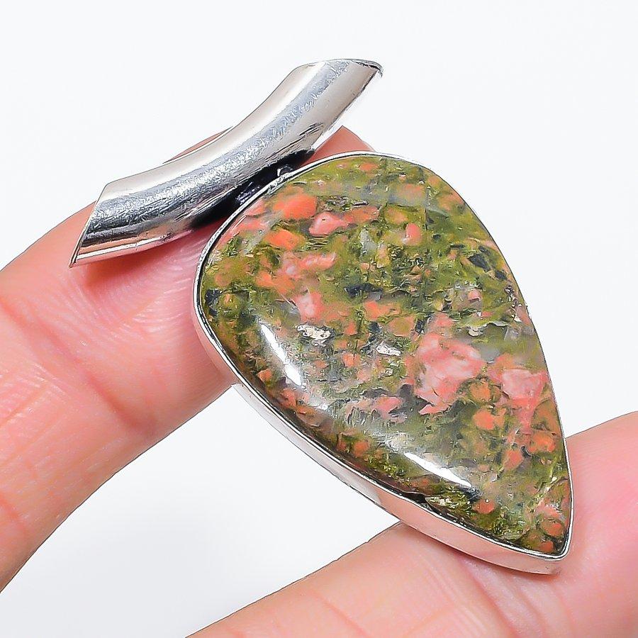 

Natural Unakite Gemstone Handmade 925 Sterling Silver Jewelry Pendant 1.81 i5F65