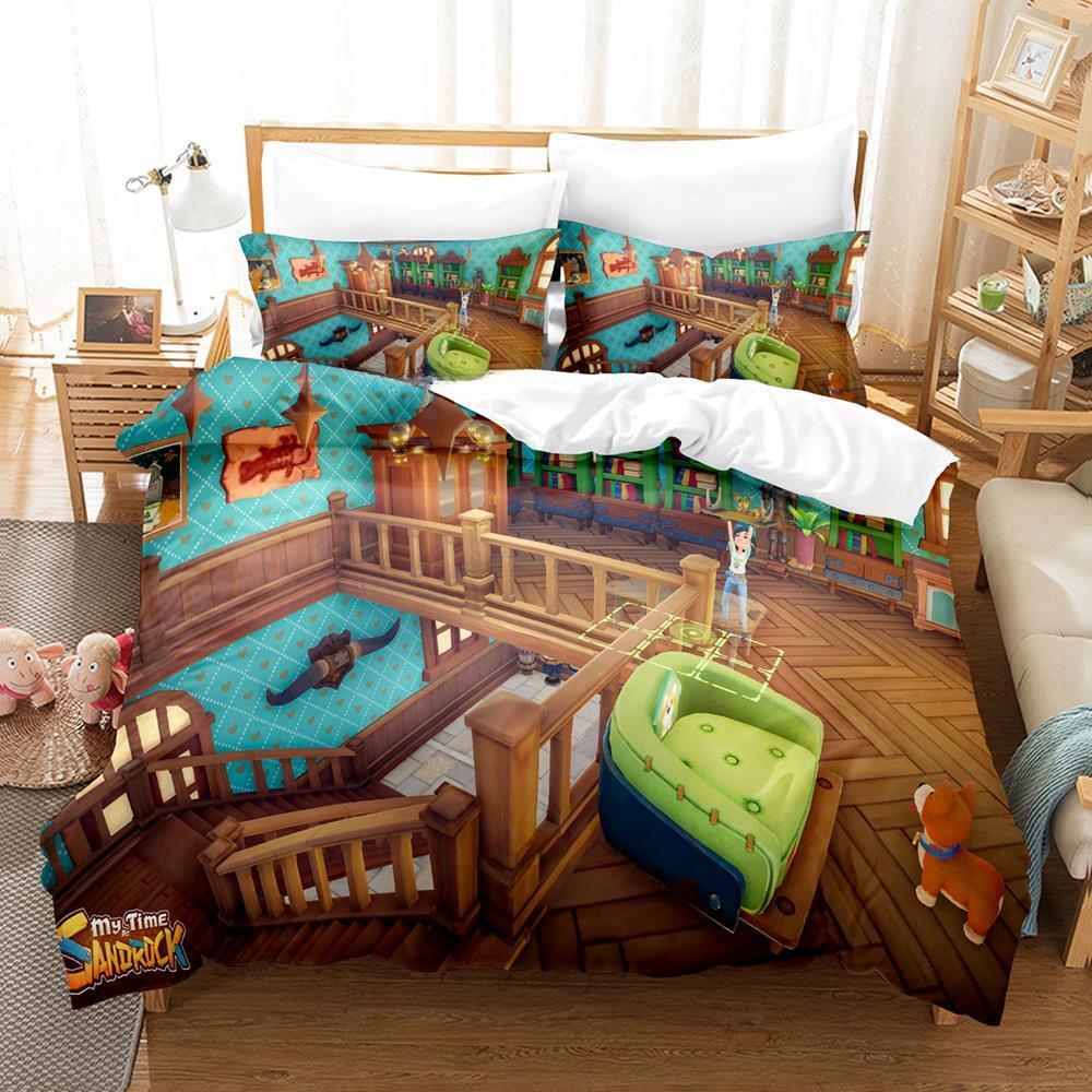 3D Druck Anime Spiel My Time at Sandrock Bettwäscheset Einzelbett Twin Full Queen King Size Bettset Erwachsener Kind Schlafzimmer Bettbezugsets