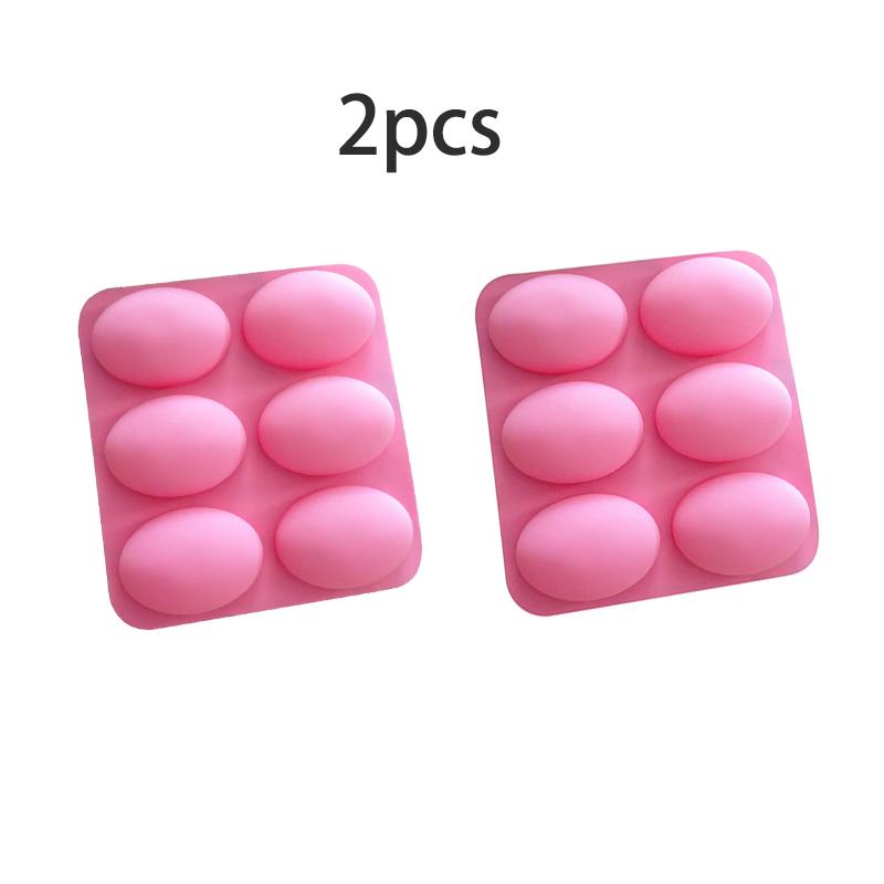 6-Hole Multi-Purpose Oval Silicone Soap Mold Suitable For Cake Pans 3D Oval Shape Easy To Demold And Clean