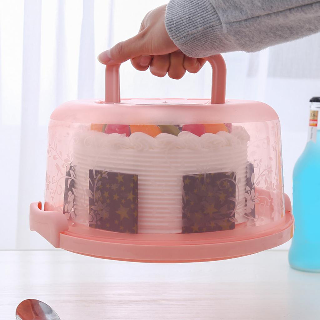 Portable Cake Box Round Food Fresh-keeping Box Dustproof Plastic Cake Stand With Lid And Handle Fruits Vegetables Storage Boxs