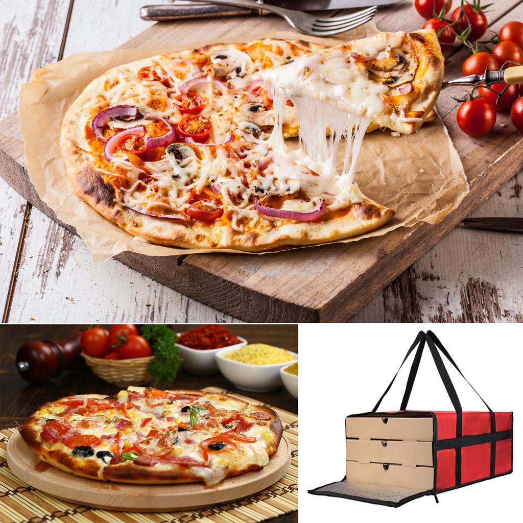 Insulated Bag with Handle Waterproof Nonwoven Fabric Pizza Delivery Bag Portable Food Warmer for Outdoor Picnics