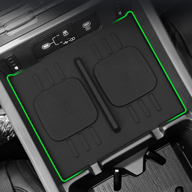 1 Piece For Hyundai Santa Fe 2024 Auto Interior Accessories Wireless Charger Mat Central Armrest Pvc Black Mats