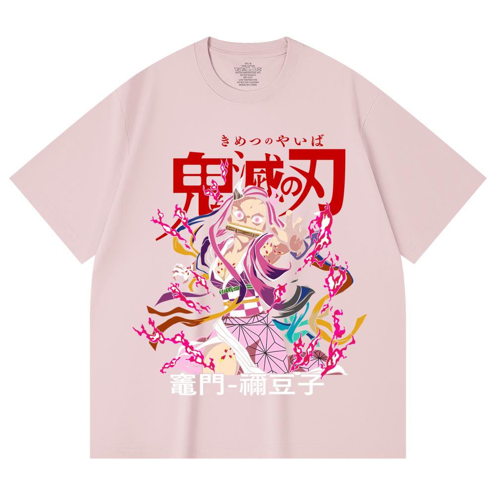 230 Gsm 100% Cotton Demon Slayer V72 Nezuko Print Unisex Heavy Cotton T Shirt