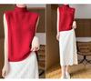 Women's 100% Wool High Neck Cable Knit Sleeveless Vest - Warm Autumn/Winter Shawl