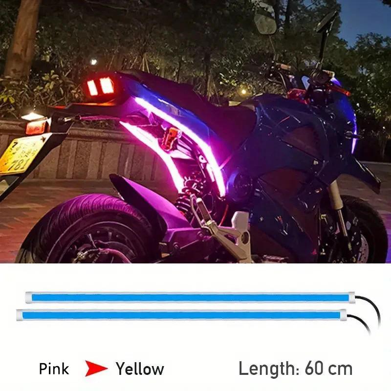 2pcs Motorcycle LED Turn Signal Lights Waterproof 60cm LED Strip Colorful Decoration Car Daytime Running Lights 12V