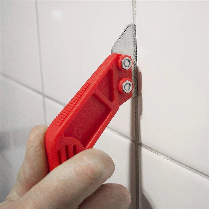 A74E-Professional Tile Grout Removal Tool Durable Heavy Duty Grout Remover Tile Grout Scraping Rake Tile Cleaning