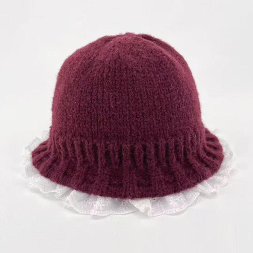 Lace Ruffle Edge Knitted Fisherman Hat: Women's Sweet & Warm Autumn/Winter Accessory 2025
