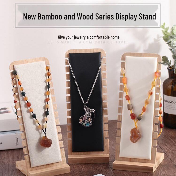 Bamboo & Wood Detachable Necklace Display Stand for Jewelry Storage & Window Props