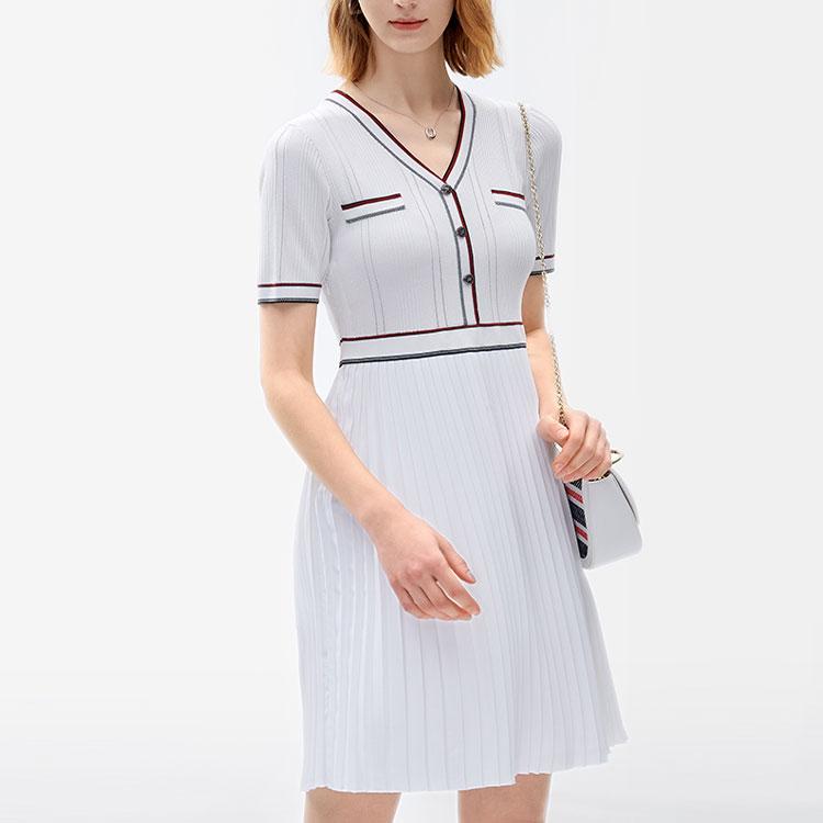 New FILA Short Sleeved Dress Women's Standard White F11W221313F-WT