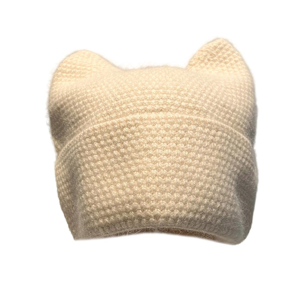 Cats Ear Knitted Hat Women Crochet Hat Warm Winter Hat Soft Crochet Hat Windproof Snow Hat for Women Outdoor Activity