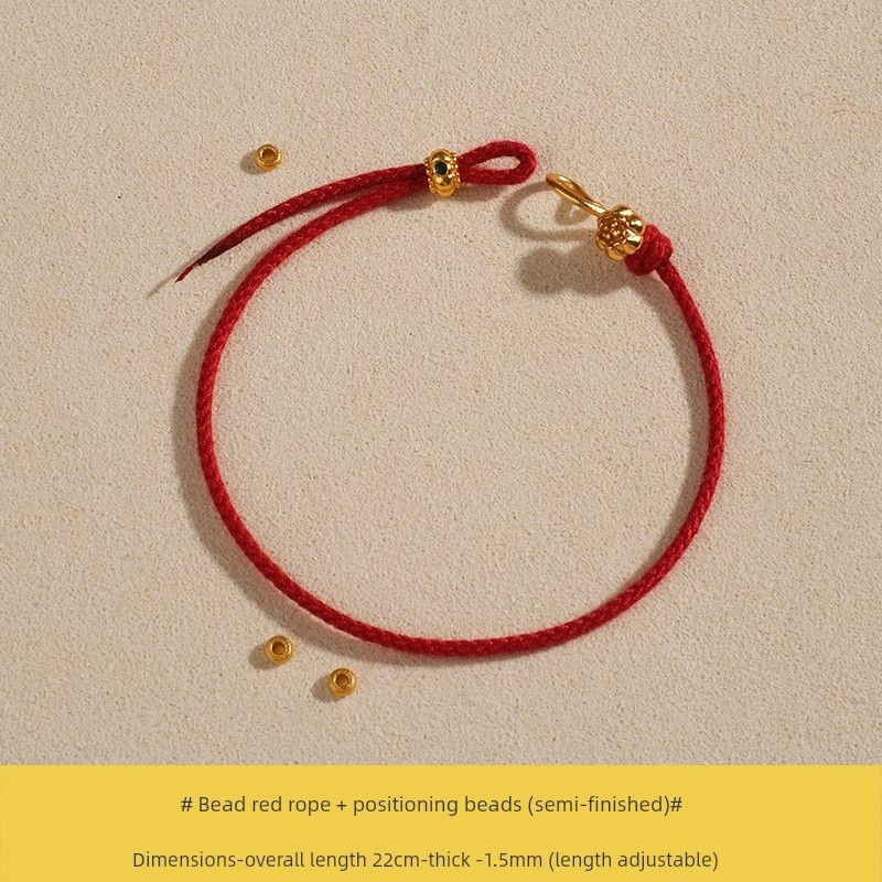 

[Бусины на нити очень удобны] Полуфабрикаты Трансферные бусины Красная веревка Плетеная веревка Золото Сделай сам Маленький ручной ремешок Год рождения Lotus beads red rope (semi-finished)