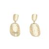 S925 Silver Needle Gold-Plated Geometric Hammered Oval Stud Earrings - European & American Style