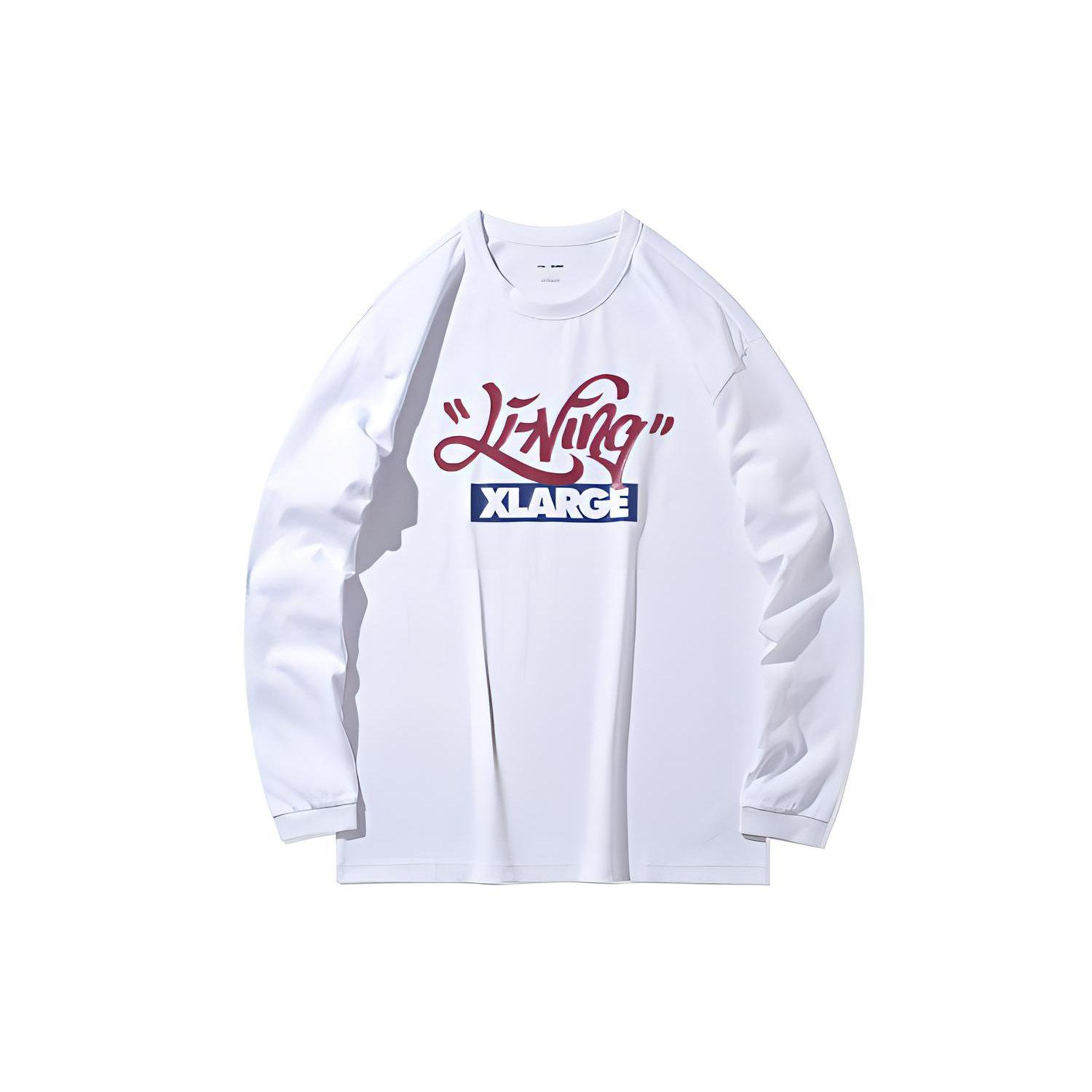 

Li-Ning Футболка свободного кроя с круглым вырезом и длинным рукавом с принтом букв, мужские топы белого цвета ATLQ073-1 S