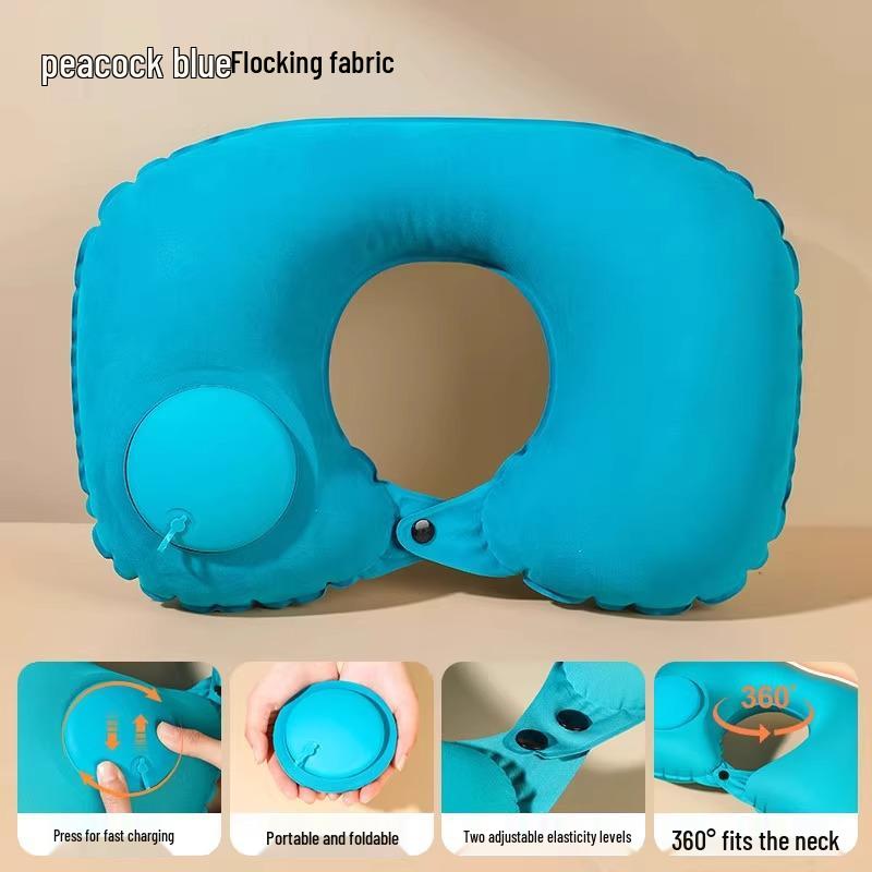 Portable U-Shaped Inflatable Travel Pillow for Neck and Cervical Spine Support
