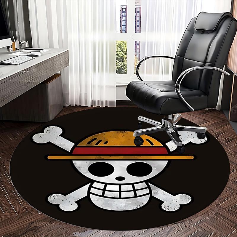 One Piece,Straw Hat Pirates Chair mat Round Rug Office carpet, Machine Washable, Non slip, Suitable for Living Rooms, Bedrooms