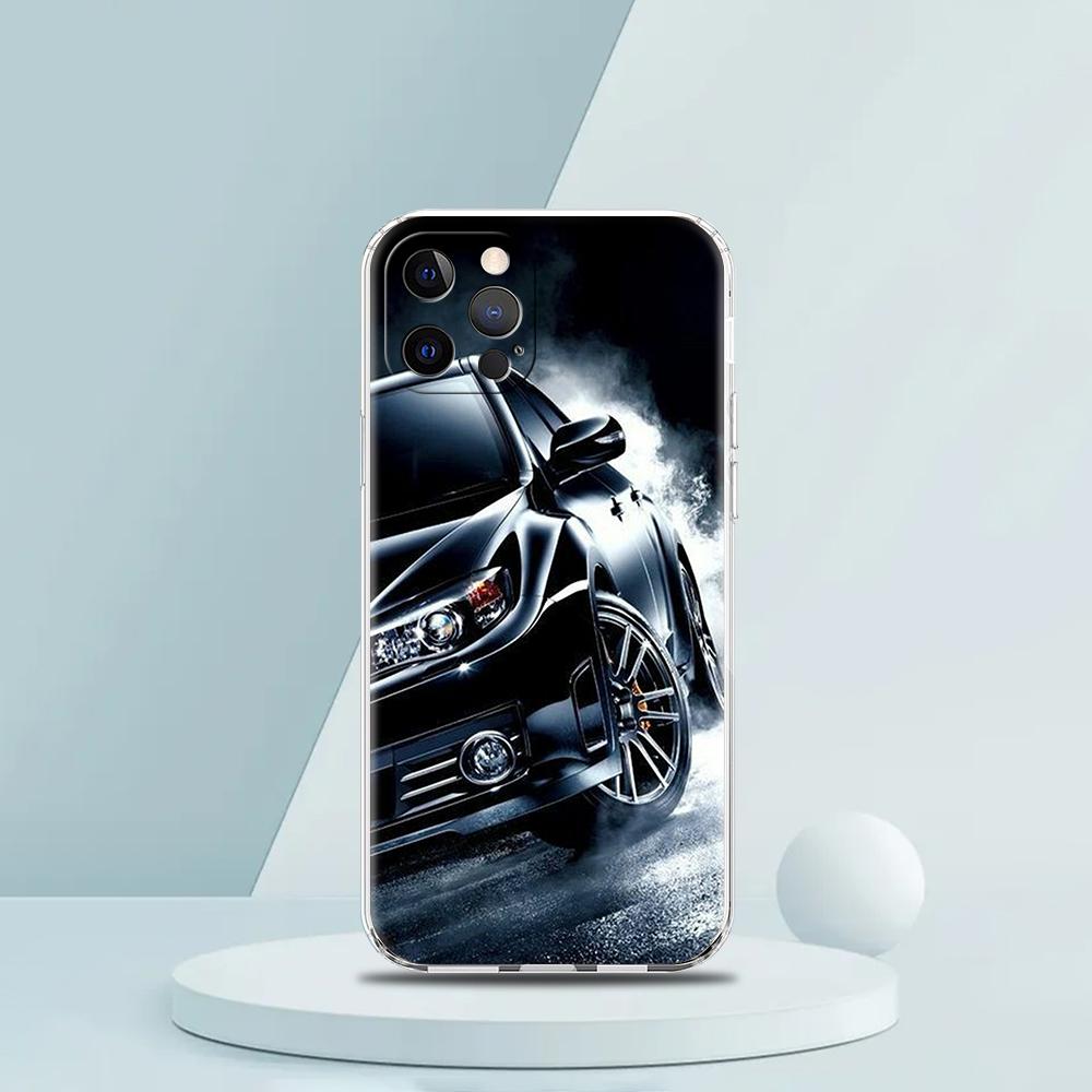 Cool Sports Black Car Phone Case for iPhone 16 15 14 13 12 Pro Max Cover Transparent for iPhone 11 Pro Max 7 8 Plus XS XR Bags