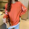 Fake Two Piece Long Sleeve Hoodie Women Loose Korean Thin Summer Round Neck Letter Print Top