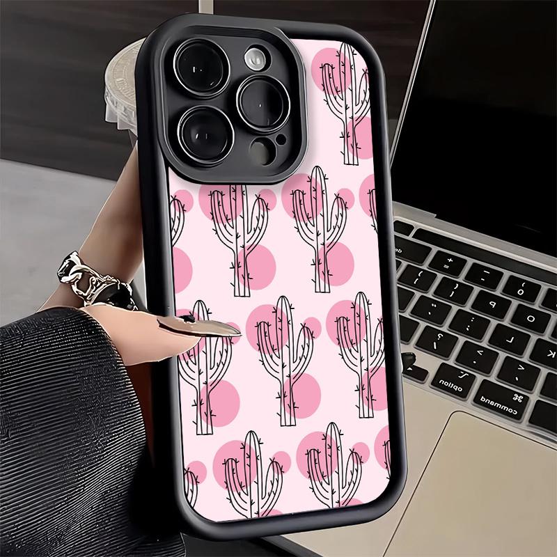 Phone Case for iPhone 17 Air 16E 15 16 Pro Max Cactus Pattern Cover 14 Plus 13 12 Mini Soft Shell Silicone Fundas