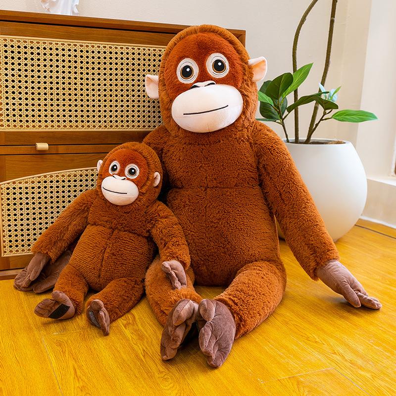 Cartoon Red-Haired Gorilla Plush Toy Long-Arm Monkey Doll Black Chimpanzee Figurine Room Decoration Sleeping Pillow Gift