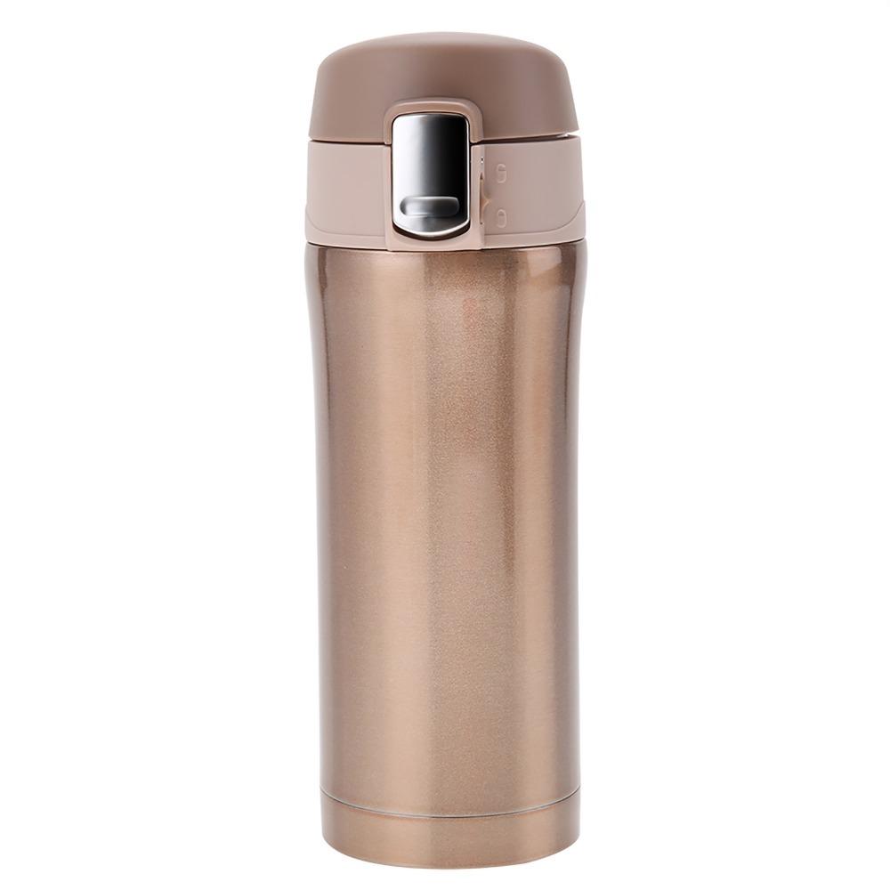 

Rustless Bounce Lid Tumbler Leakproof Lock Vacuum Inner Lock Buckle Cup 350Ml One Click Open Travel Mug Outdoor Trip 350ml золотой
