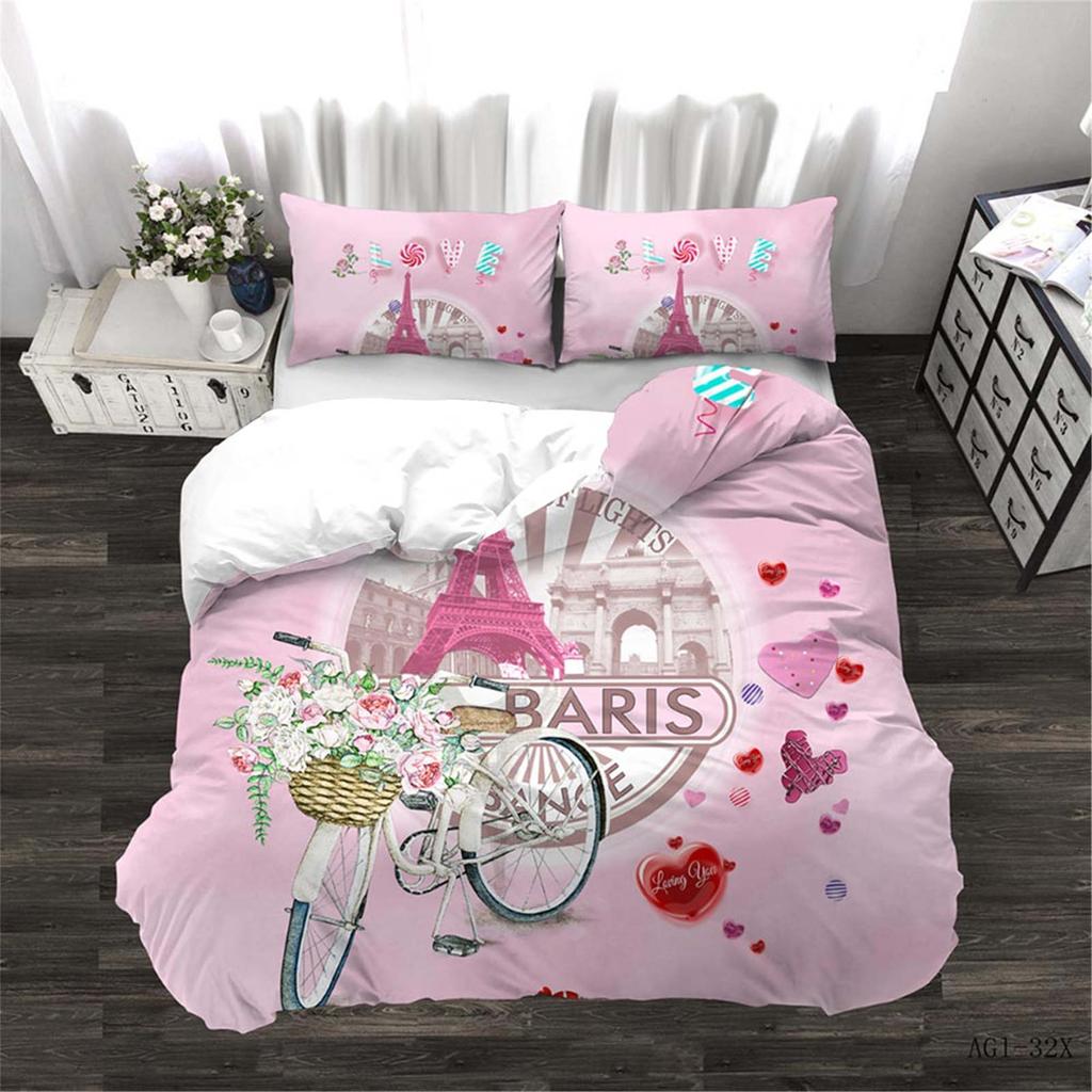 Romance Love Roses Duvet Cover Set Comforte Printed Cartoon Twin Size Bedding Sets Christmas Gifts 3-piece