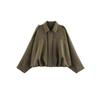 Women's Suede Texture Bomber Jacket with Turn-Down Collar & Zipper - 2025 Spring/Autumn Collection