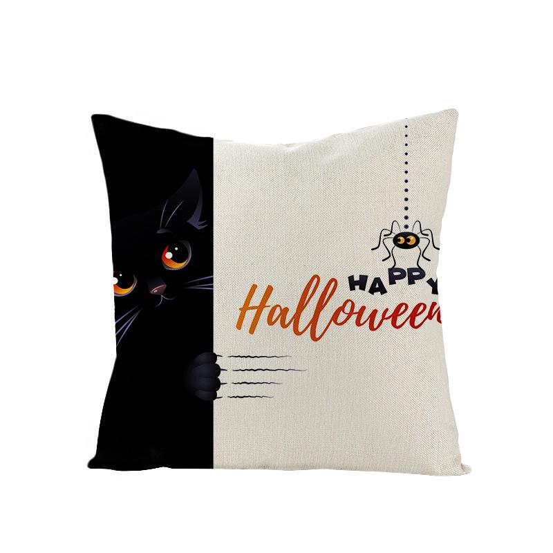 Halloween Pillowcase New Pumpkin Black Cat Series Sofa Cushion Waist Pillowcase Home