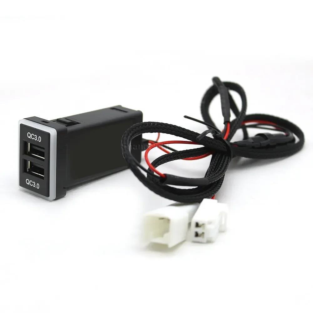 Blue LED Light Quick Charge Dual QC3.0 USB Socket Car Charger Power Adapter for camry corolla rav4 hilux accessories
