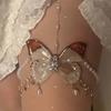 Sexy Butterfly Tassels Thigh Chain Adjustable Length Lace Leg Chain With Fringes Accent Unique Body Jewelry for Women Girls